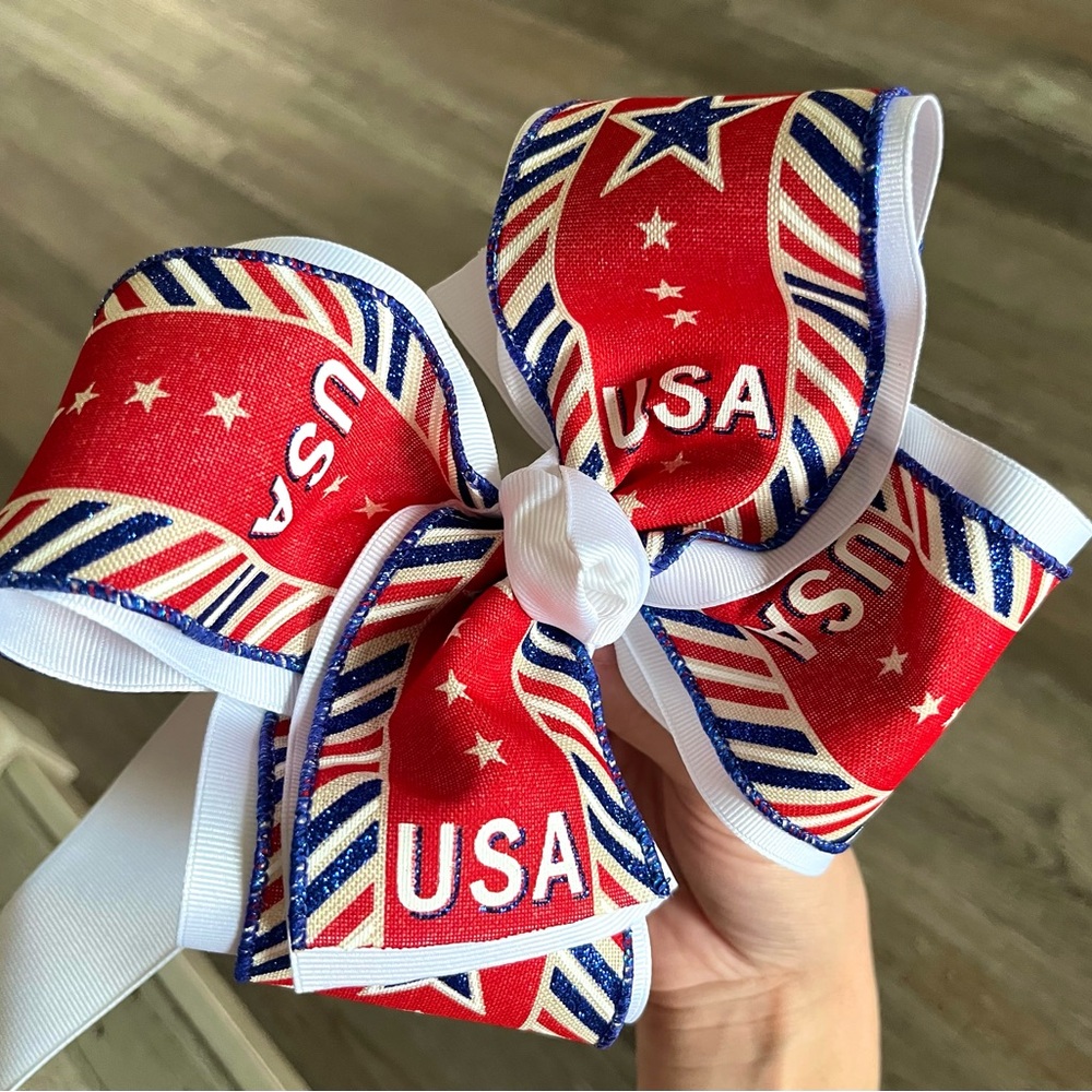 Patriotic USA Hair Bow - Red, White & Blue